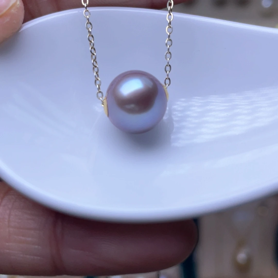 淡水珍珠吊坠18K金镶嵌