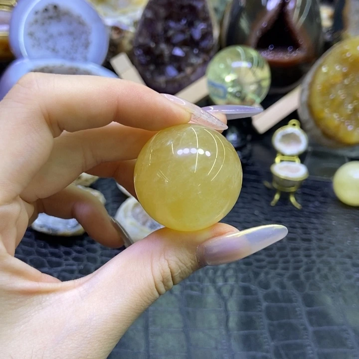 未镶嵌珠宝半成品水晶冰洲黄球