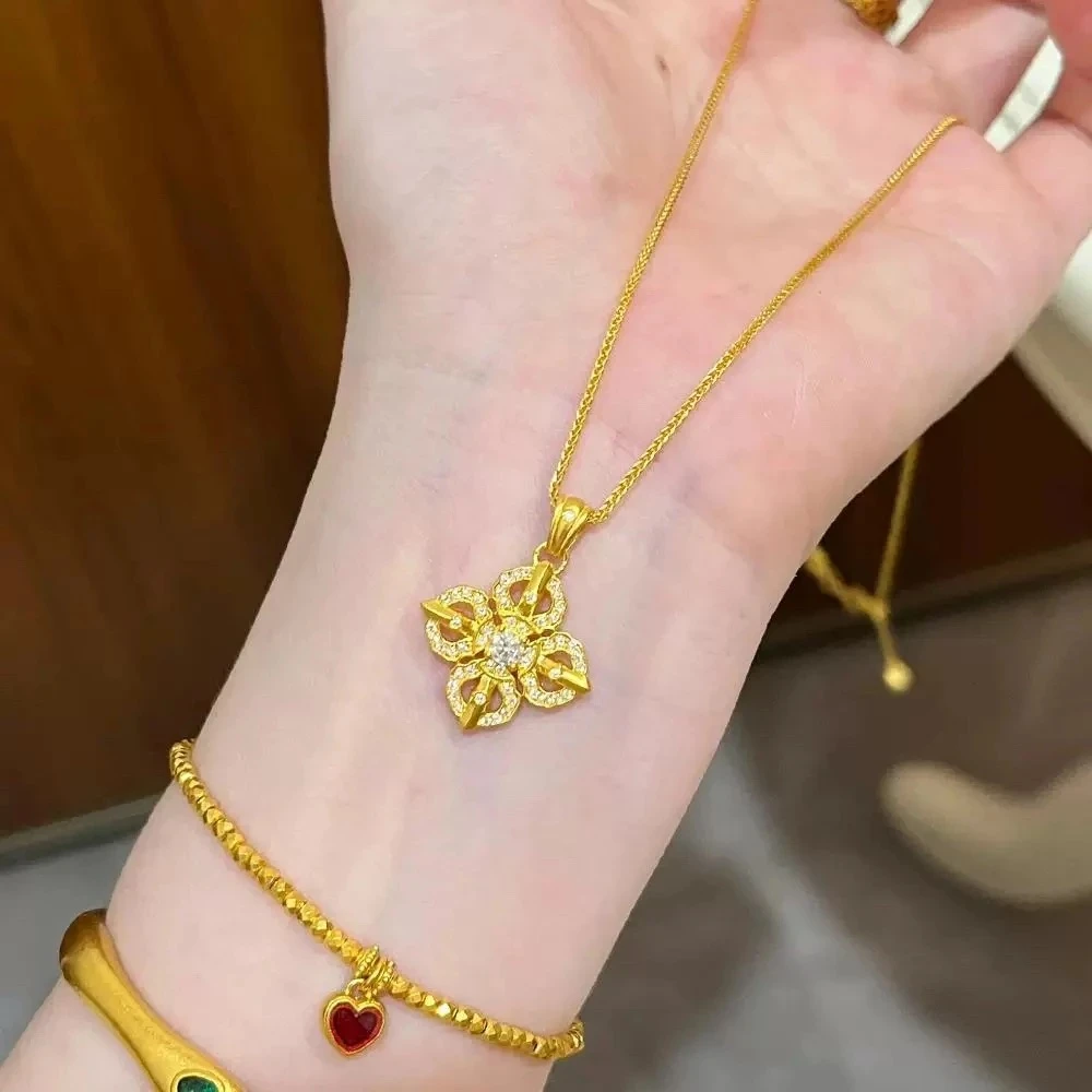 铜合金项链 不掉色新中式十字金刚杵吊坠项链高级时尚百搭锁骨链