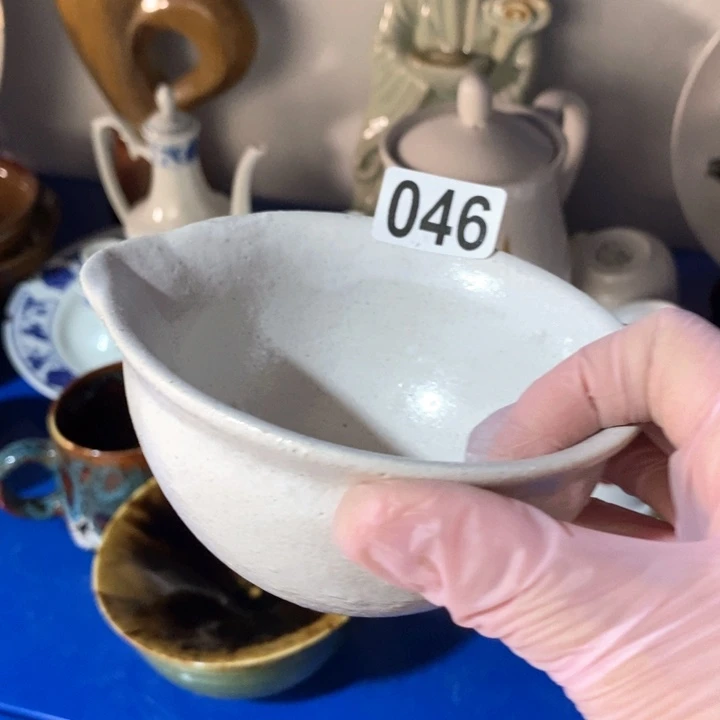 瓷片五厂手工白粉引分茶器公倒杯