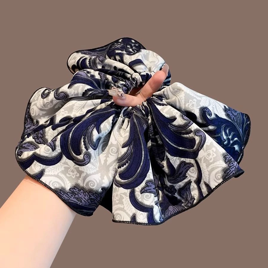 高级感图腾印花大肠发圈2025新款精致扎马尾头绳发绳洋气头花发饰