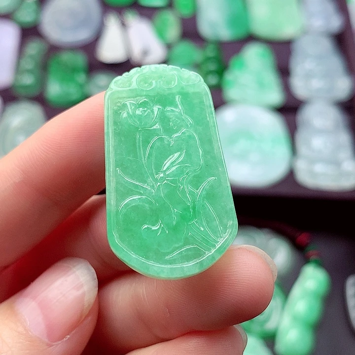 翡翠未镶嵌吊坠(不含链)花开富贵