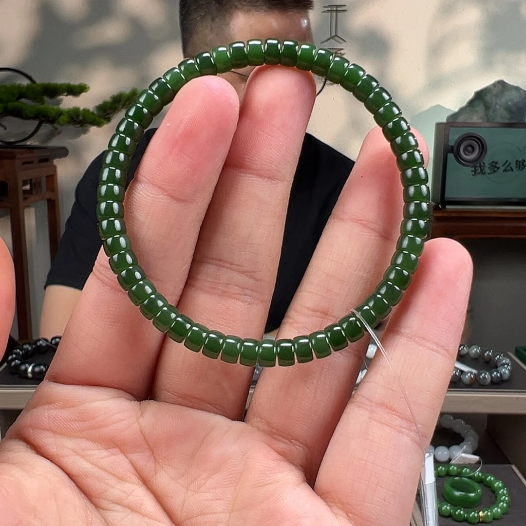 和田玉未镶嵌手链卡5.5mm碧玉