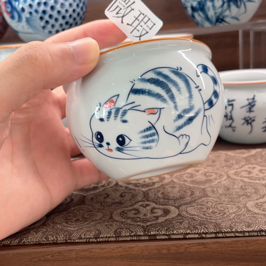 釉下手绘茶具微瑕