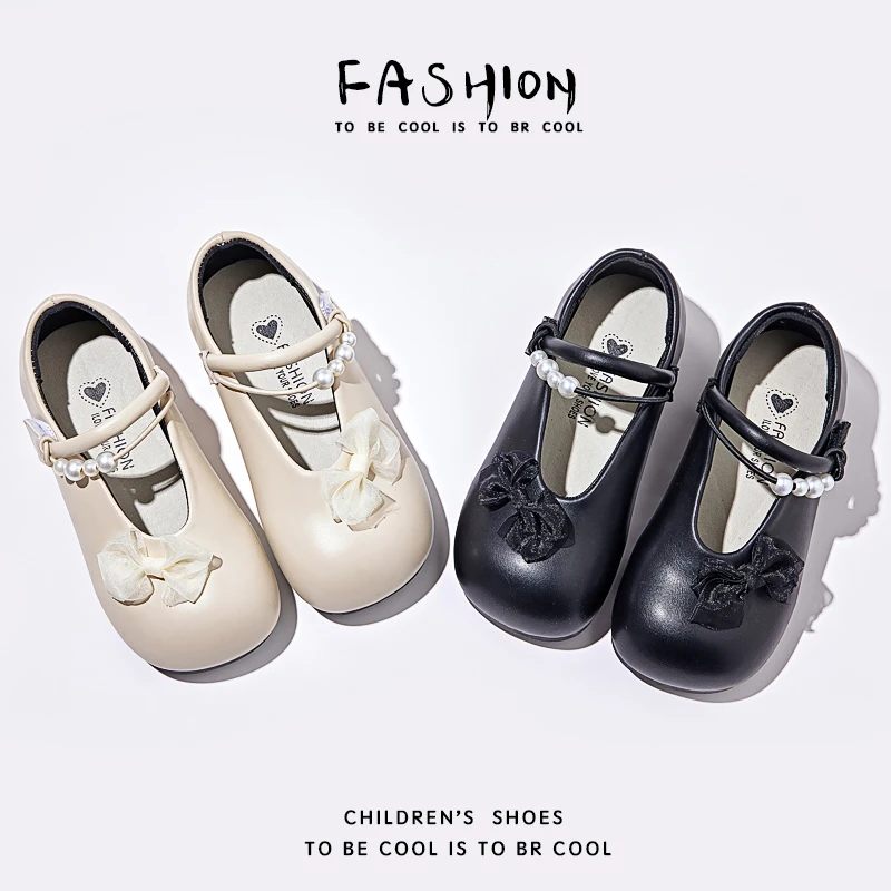 女童鞋子儿童小皮鞋女孩小女孩小童公主豆豆鞋时尚软底单鞋平底