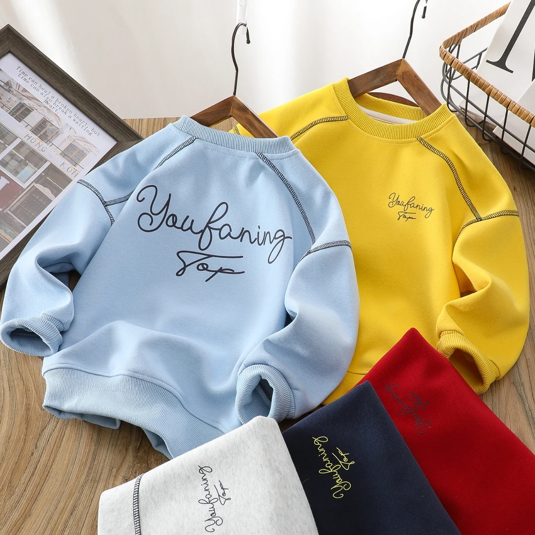 儿童圆领衫卫衣2025春季新款男童女童长袖宽松百搭运动上衣25107