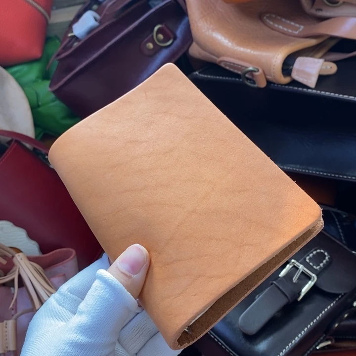 头层牛皮瑕疵Ａ７活页本黄色植鞣不退