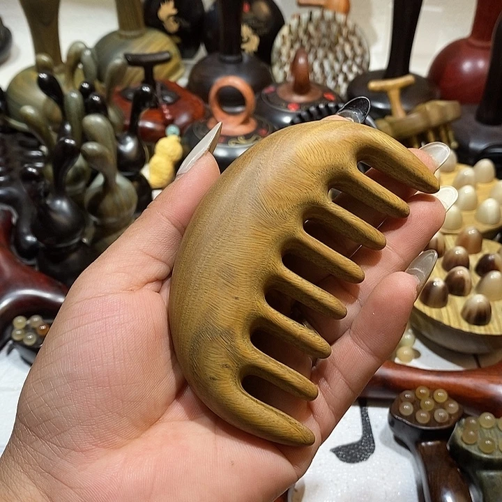 用***1紫光檀绿檀八齿梳