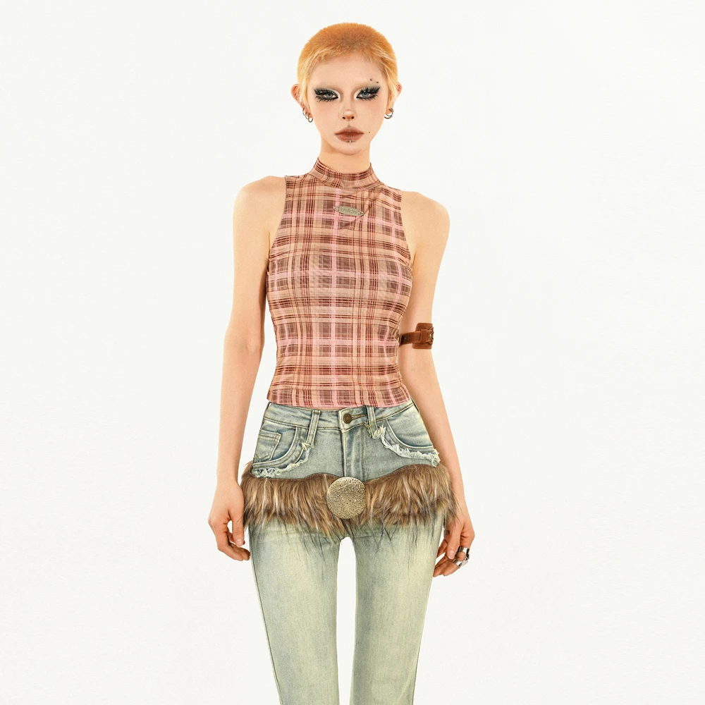 奶酷墨莉 辣妹y2k亚文化背心女2025春装修身显瘦百搭上衣-S25278