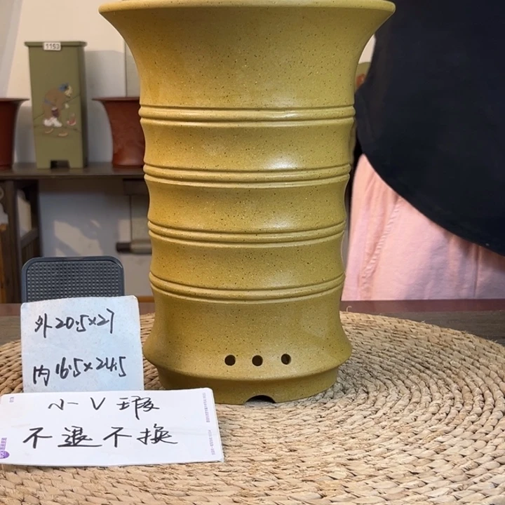 花盆紫砂  微微瑕段泥精品竹节