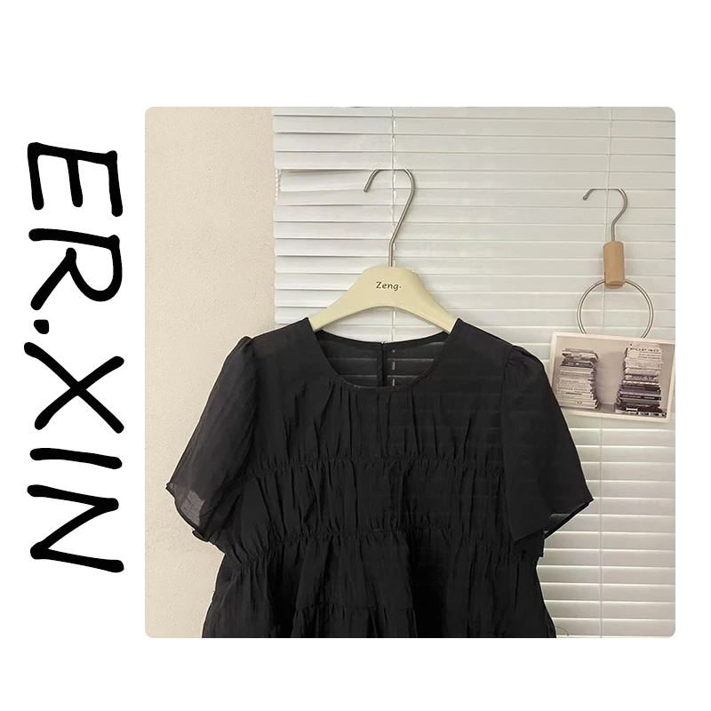 ER.XIN-‘’小腰收腹‘’夏季新款打揽收腰 短袖小衫 气质款休闲百搭