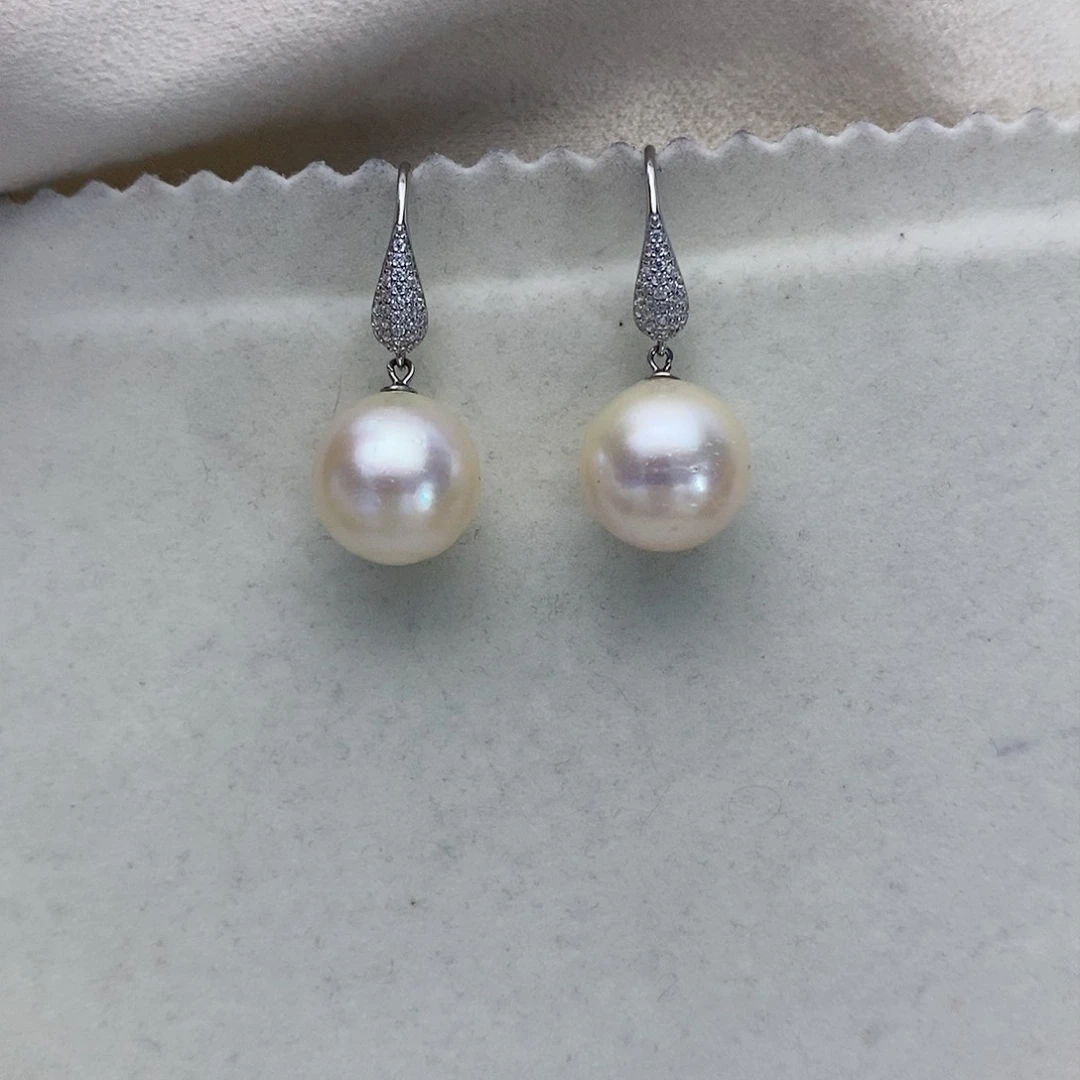 【闪购商品】海水珍珠耳饰银S925镶嵌14点位