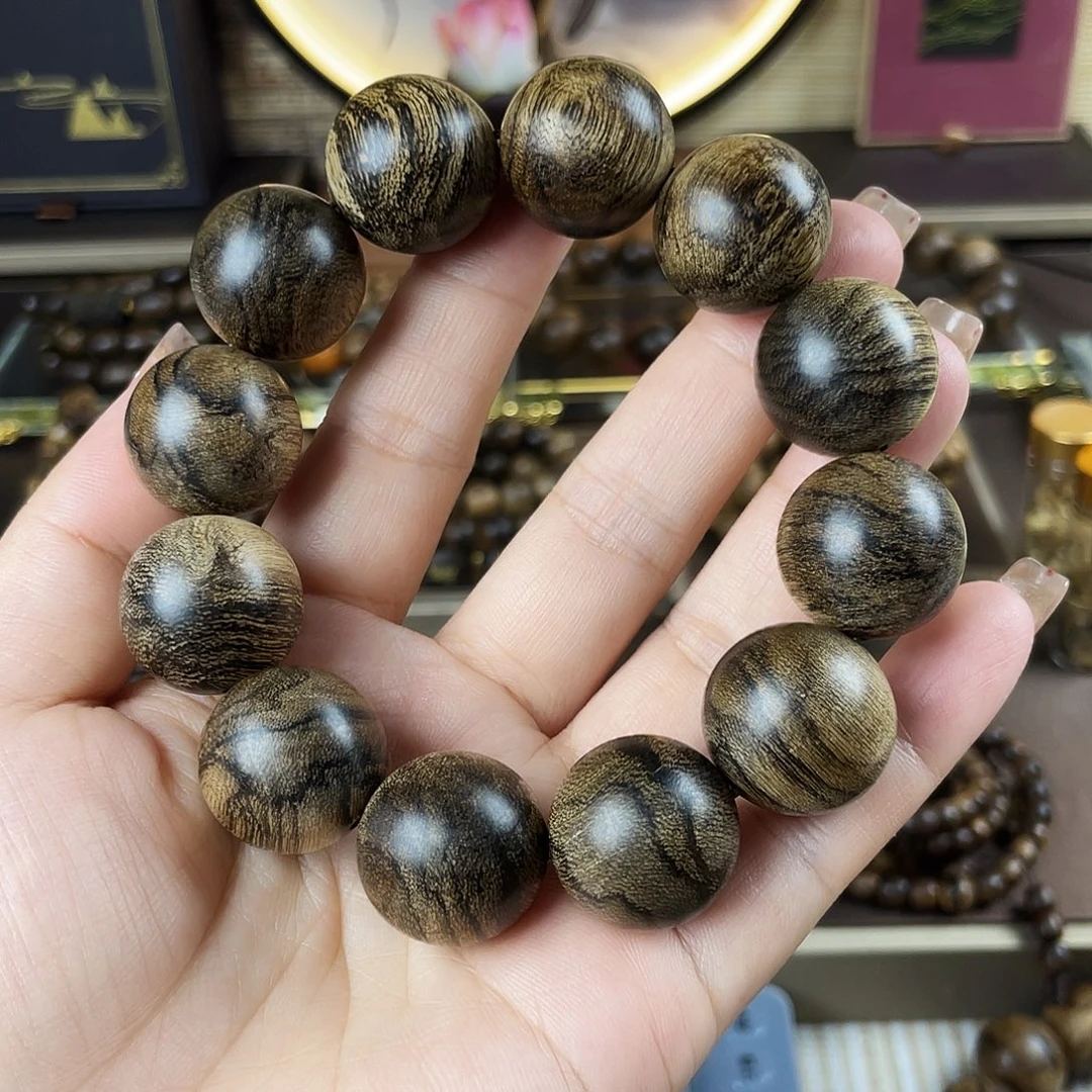 ****海手串沉香越南芽庄老白棋玉化老料瘤疤虎皮2.0
