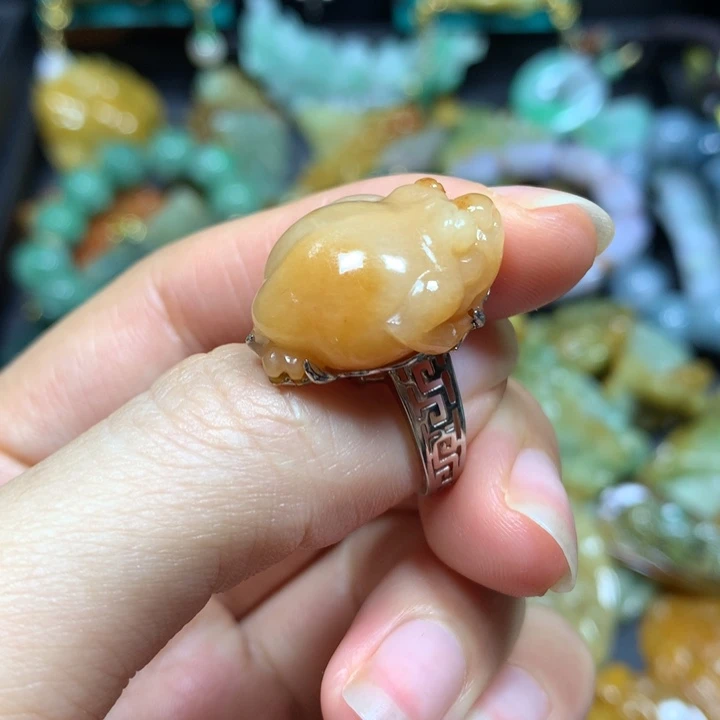 翡翠未镶嵌颈饰金蟾