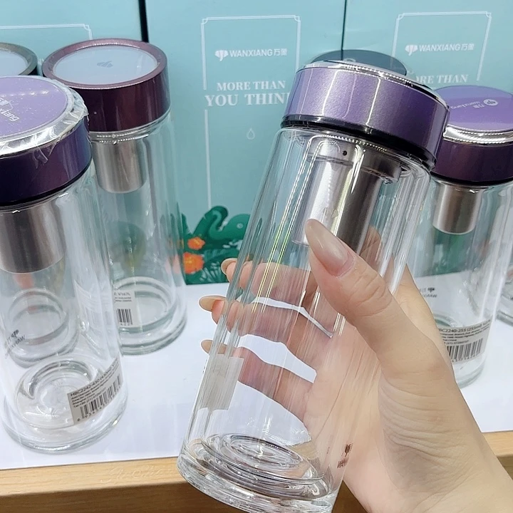 我***然万象品牌双层玻璃杯V277-315紫