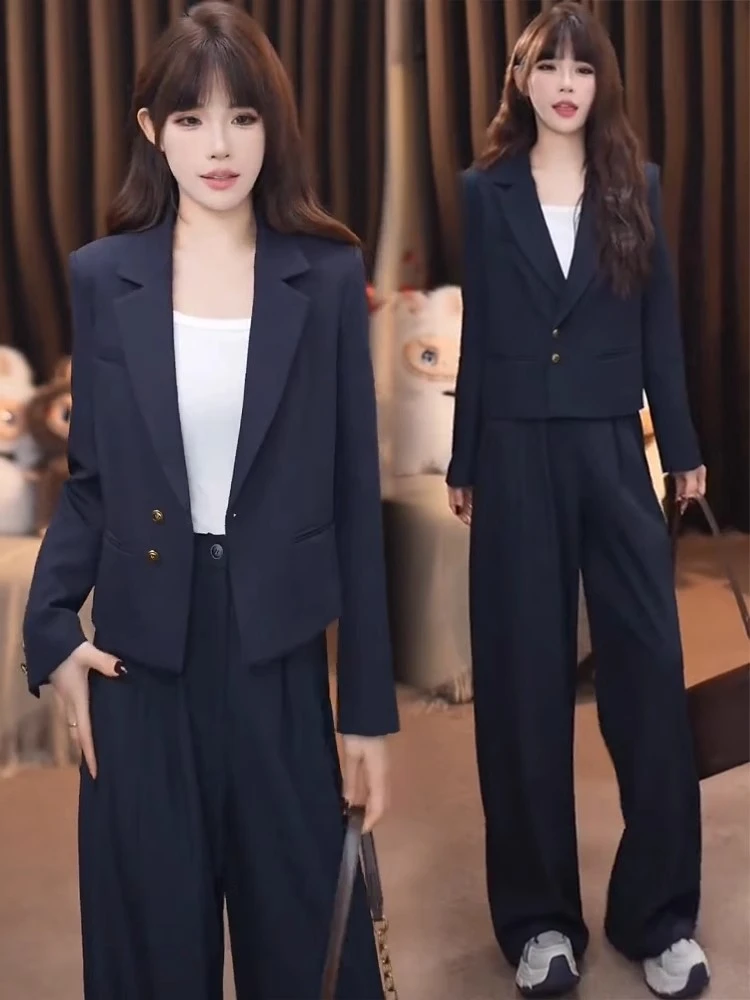 时尚套装女2025秋季新款洋气显瘦高级感西装外套阔腿裤气质两件套