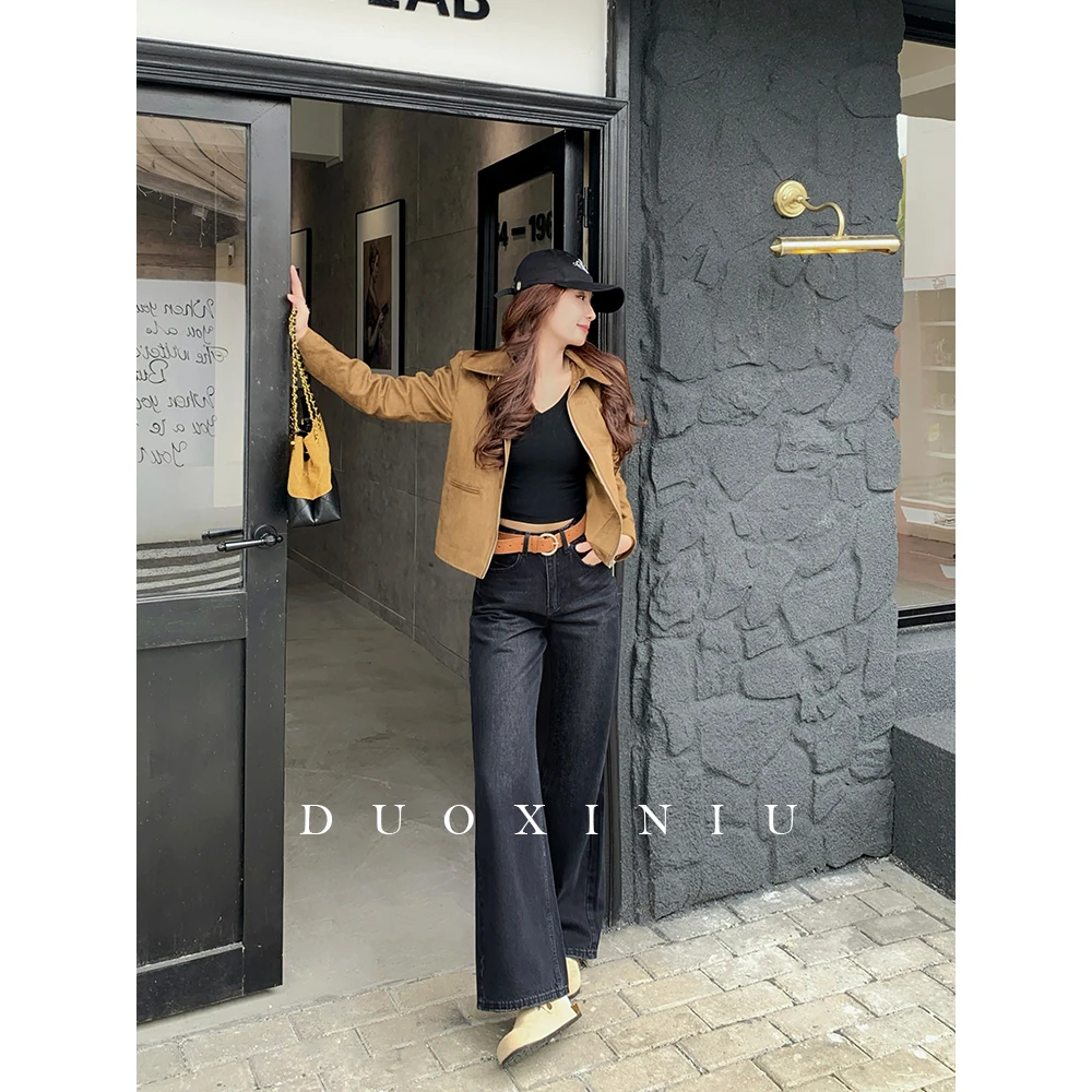 DUOXINIU/多喜牛/DaLin秋冬新款宽松显瘦弯刀裤阔腿牛仔裤女89320