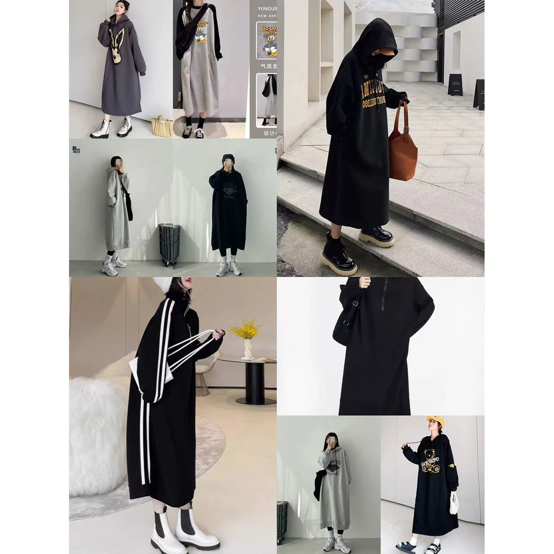 【周周私服】701-800编号秋冬加绒休闲胖妹妹大码显瘦宽松连衣裙