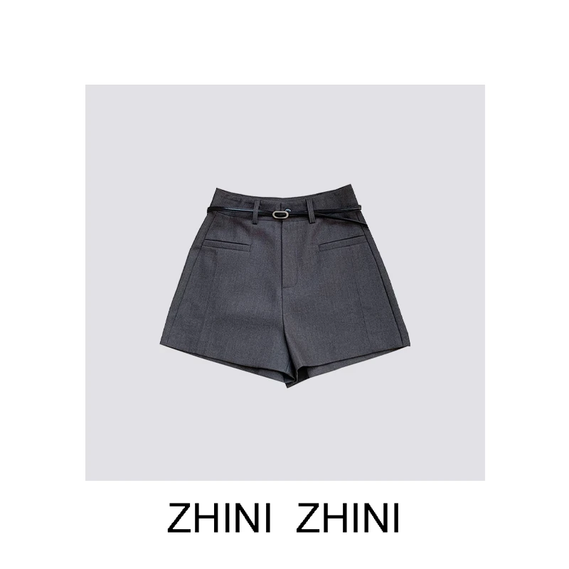 【南油芷倪】韩版灰色系短裤高腰显瘦外穿气质百搭阔腿裤 800908