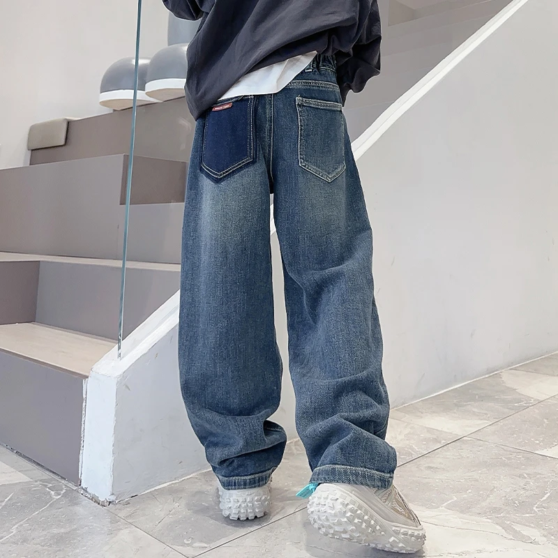 贝尔熊儿童装男童秋装裤子春秋款2025新款男孩休闲牛仔秋季中大童