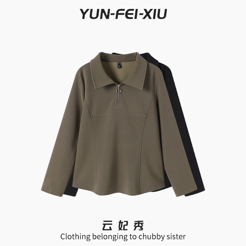云妃秀大码女装Polo衫时尚休闲微胖宽松显瘦减龄气质百搭秋季9072
