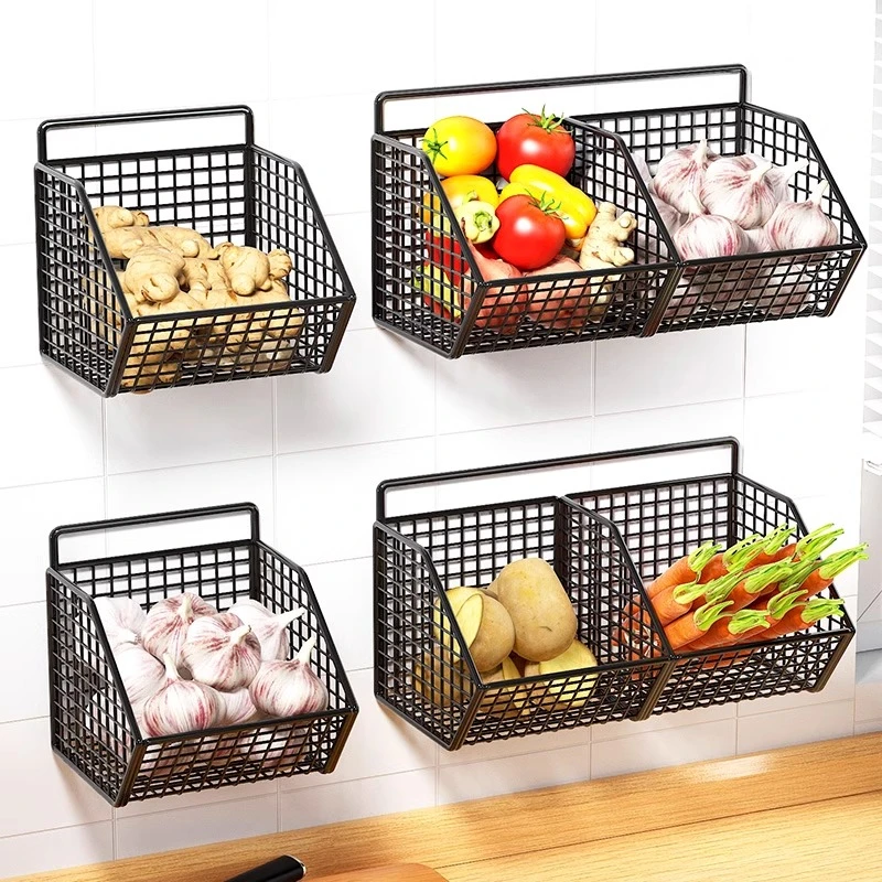 厨房置物架葱姜蒜收纳壁挂各种神器墙上挂篮大蒜生姜收纳筐菜架子
