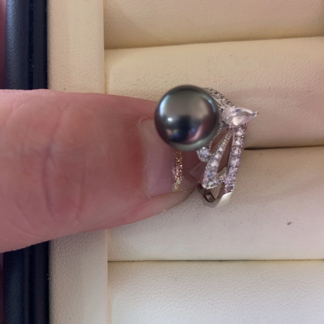 银S925镶嵌海水珍珠戒指