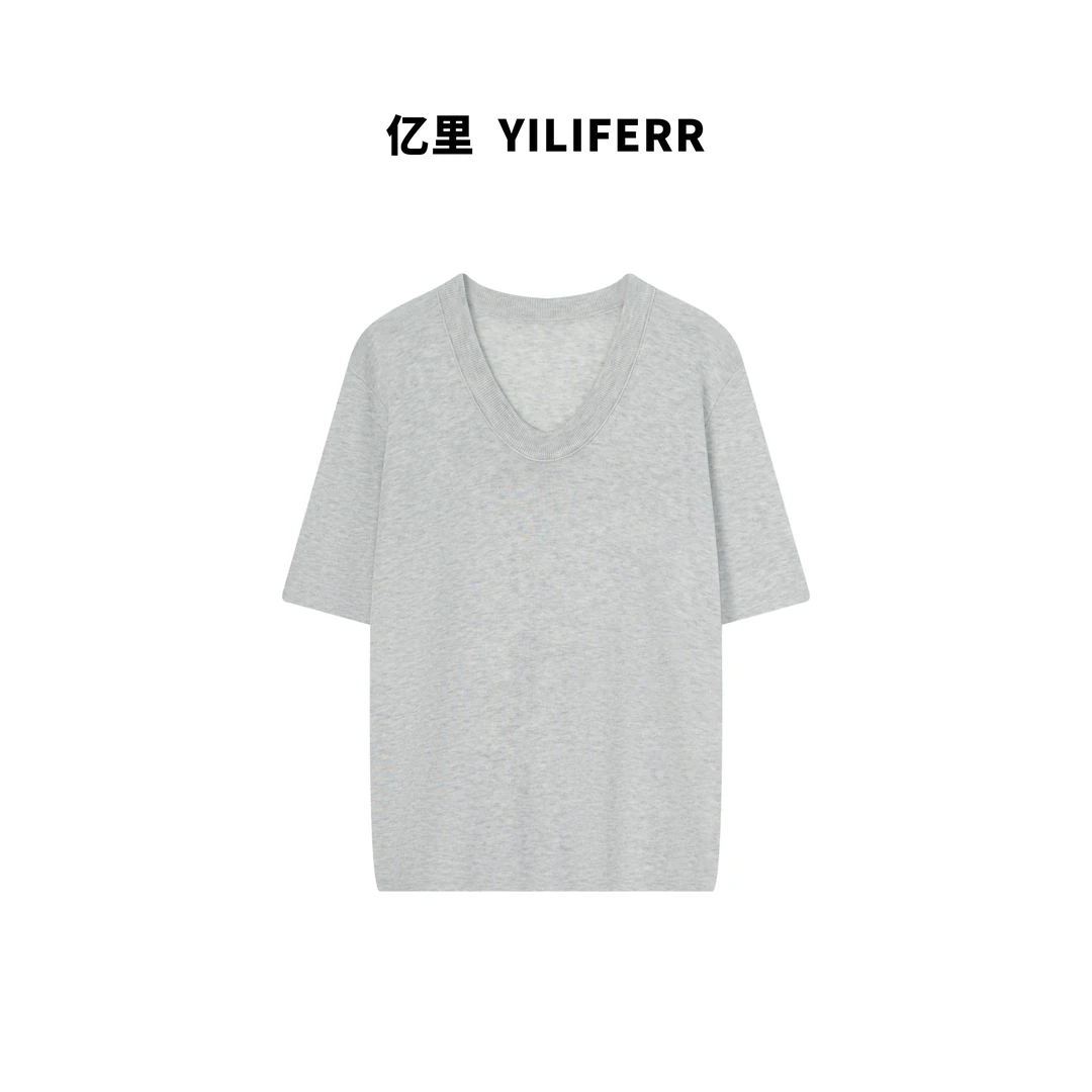 【YILI显瘦女装】经典时尚纯色休闲百搭短袖针织衫 Y0915