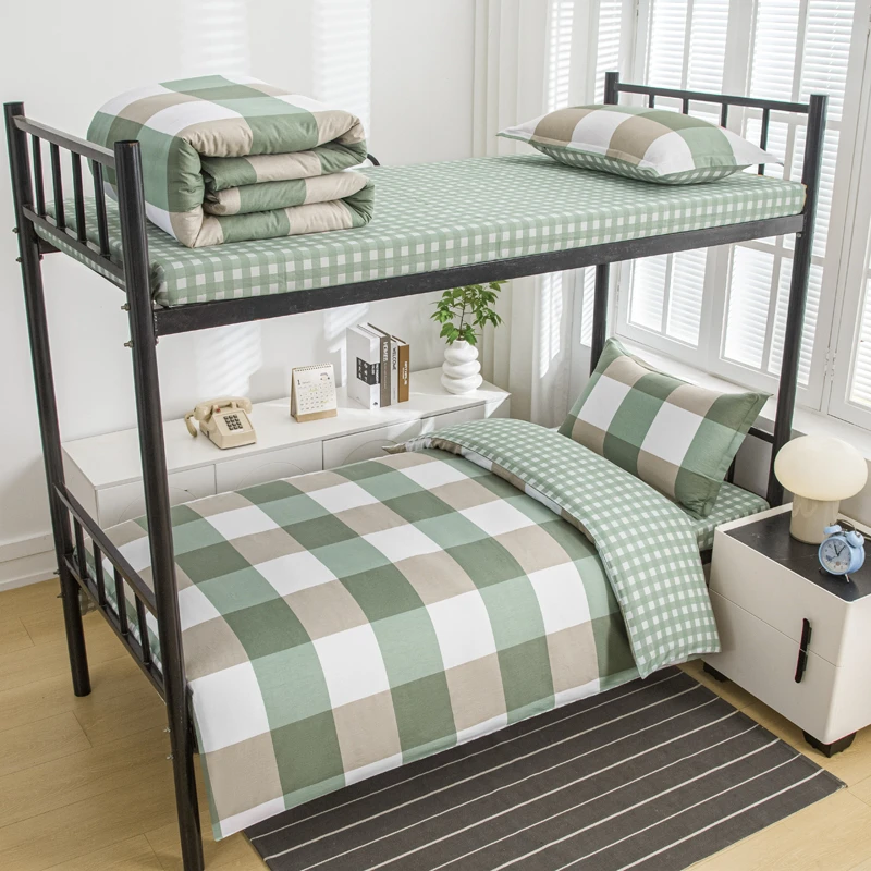 A类大学生宿舍上下铺全棉三件套100%棉被套床单笠单人纯棉被褥套