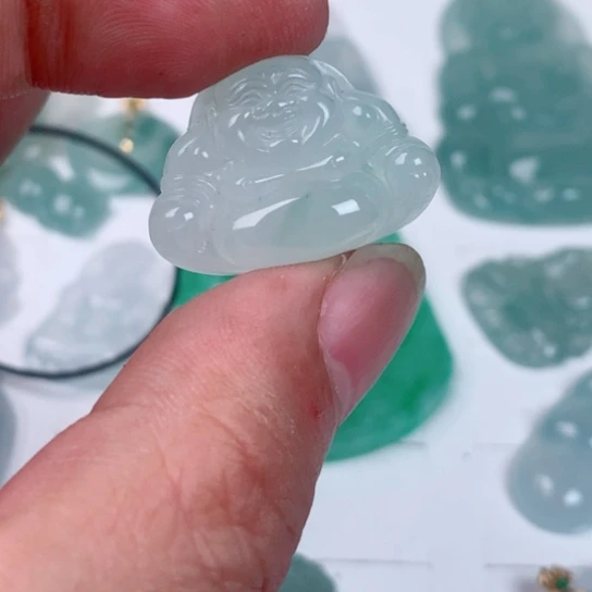 翡翠18K金镶嵌吊坠(不含链)缅甸天然翡翠A货