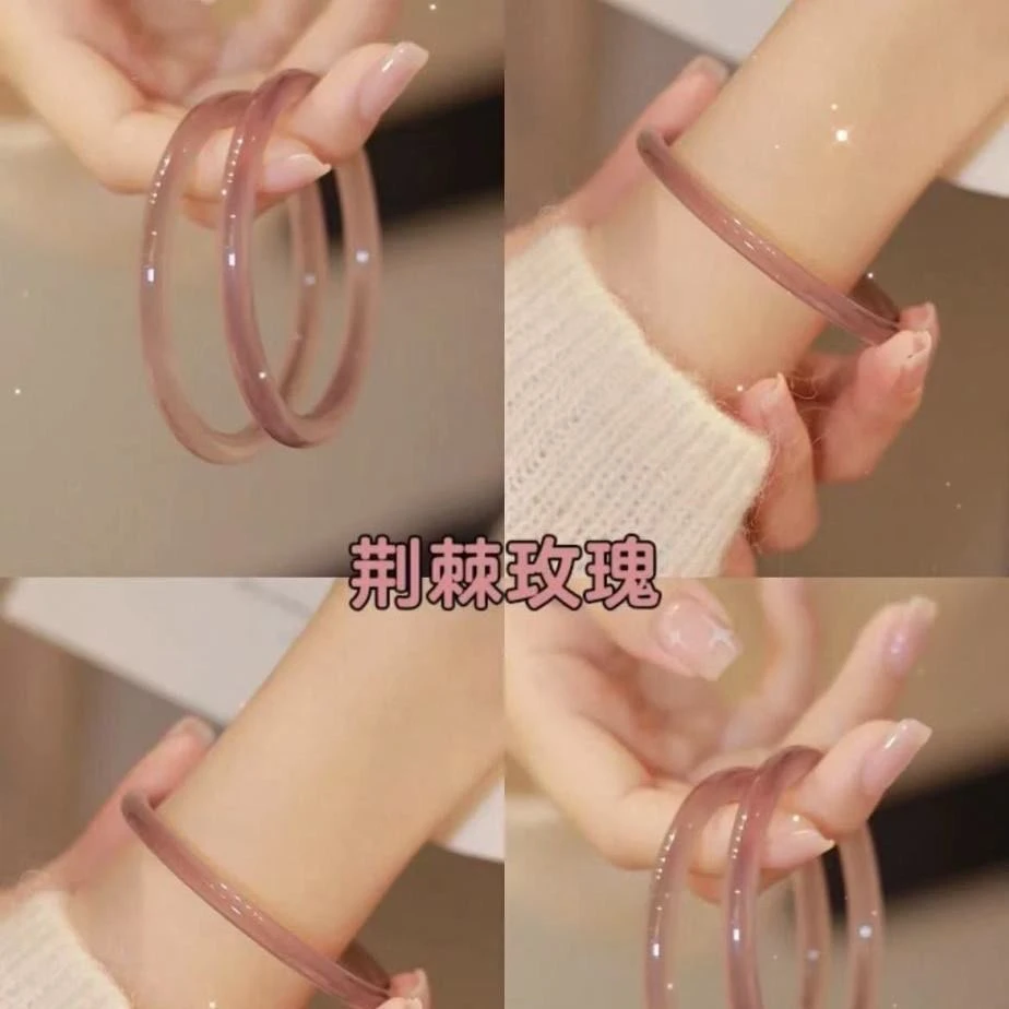 非金属玻璃手镯 一步一响玻璃仿玉叮当镯荆棘玫瑰古风配饰禁步镯