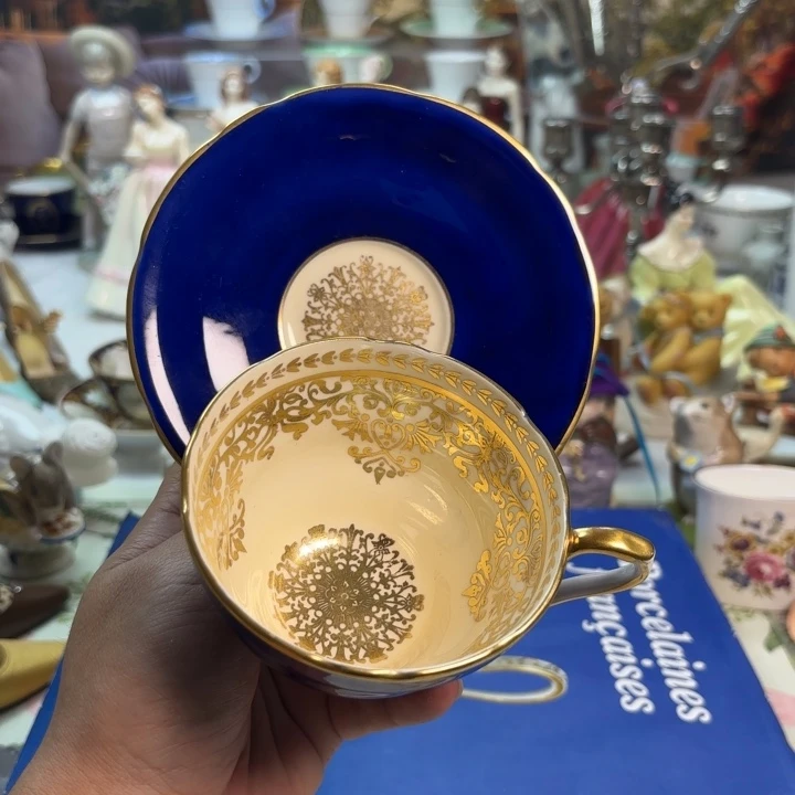 瓷片欧洲中古瓷器（安斯利）钴蓝手绘