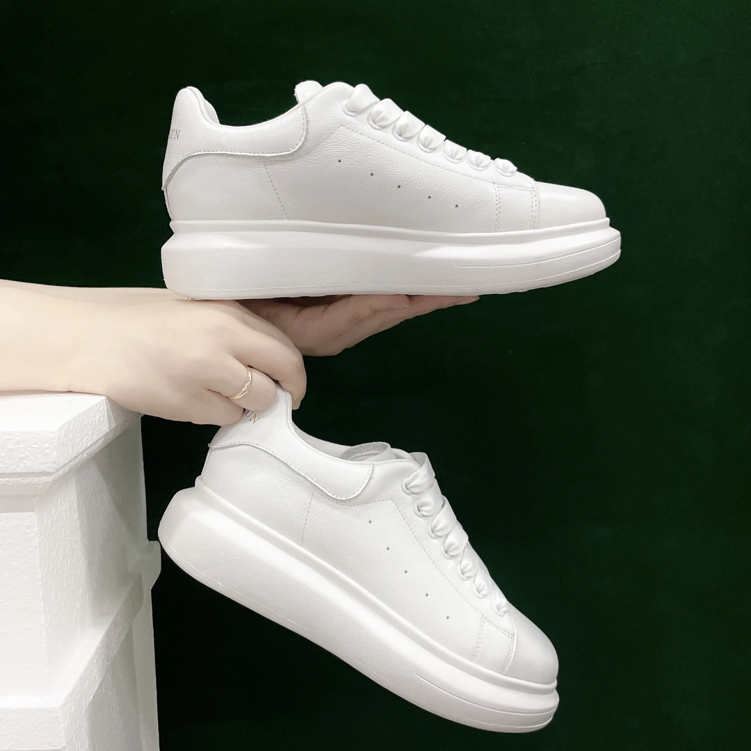 真皮麦昆鞋女单鞋爆款休闲鞋时尚百搭网红系带女鞋韩版平底鞋