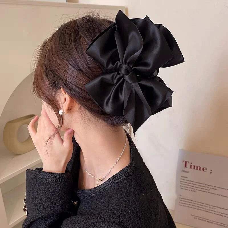 在逃公主头饰~缎面大蝴蝶结发抓鲨鱼夹韩国抓夹ins发饰夹子氛围感