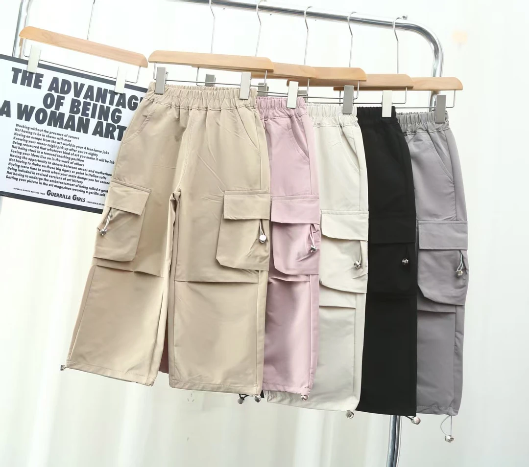 25夏季中大童男女同款透气轻薄工装裤帅气中长裤儿童宽松裤子新款