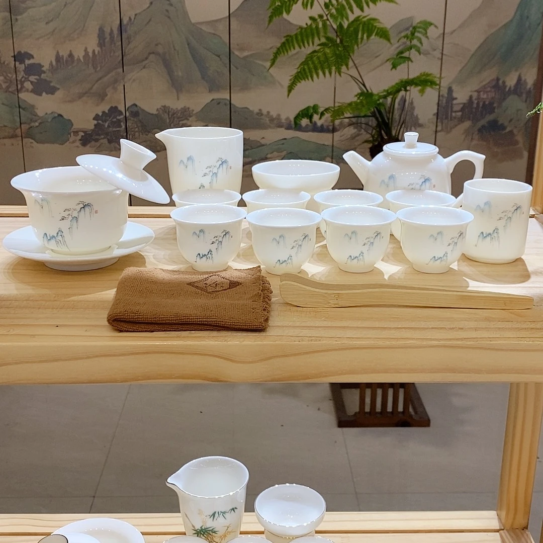 【墨城】羊脂玉瓷高山流水16头