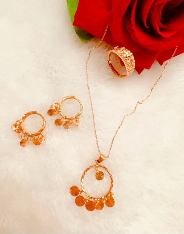 铜合金项链 parilar新款玫瑰金色精美百搭项链三件套时尚790