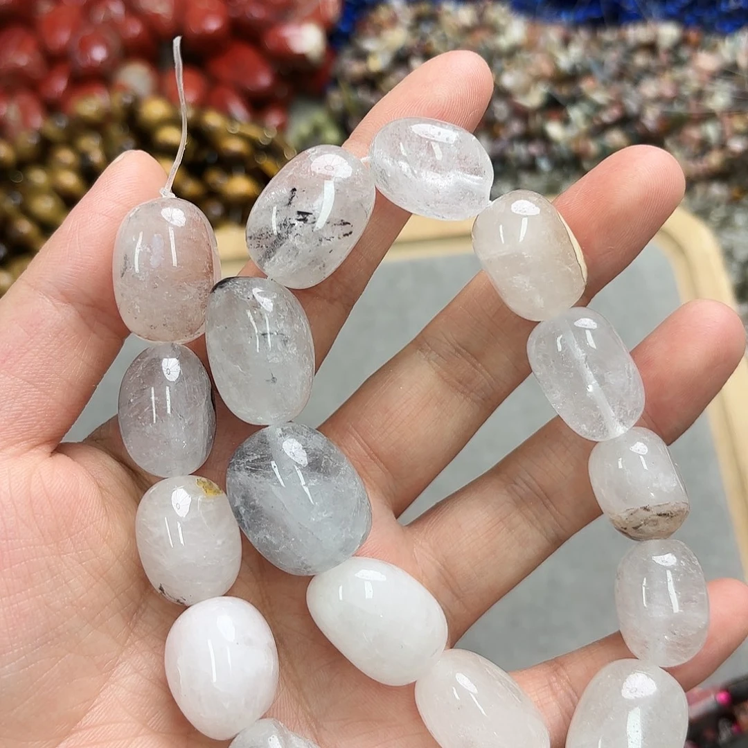 未镶嵌玛瑙/玉髓珠宝半成品15×20白水晶共生原石一条