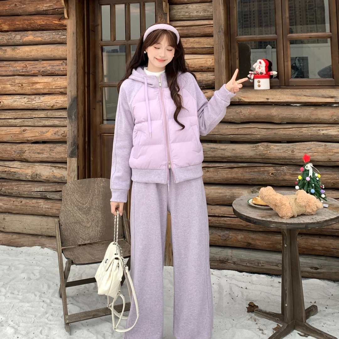 【两件套】慕兔法式连帽外套搭配宽松显瘦长袖两件套女2025冬季新款