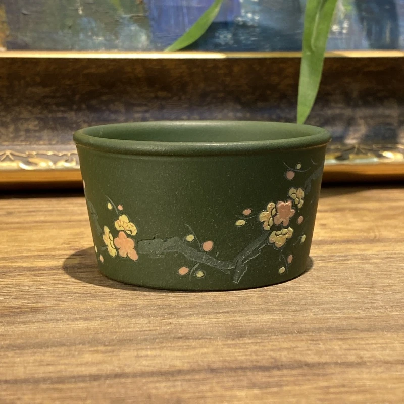 徐俊绿泥梅花大口婉杯紫砂杯