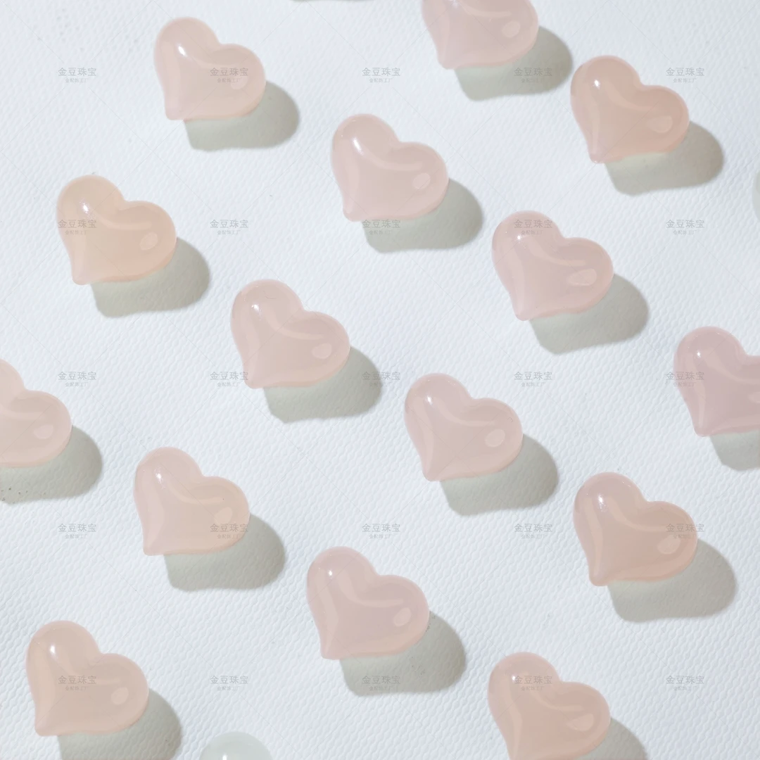 【金豆】和田玉小号冰藕粉爱心隔珠藕粉屁屁桃中穿多宝珠串配饰A