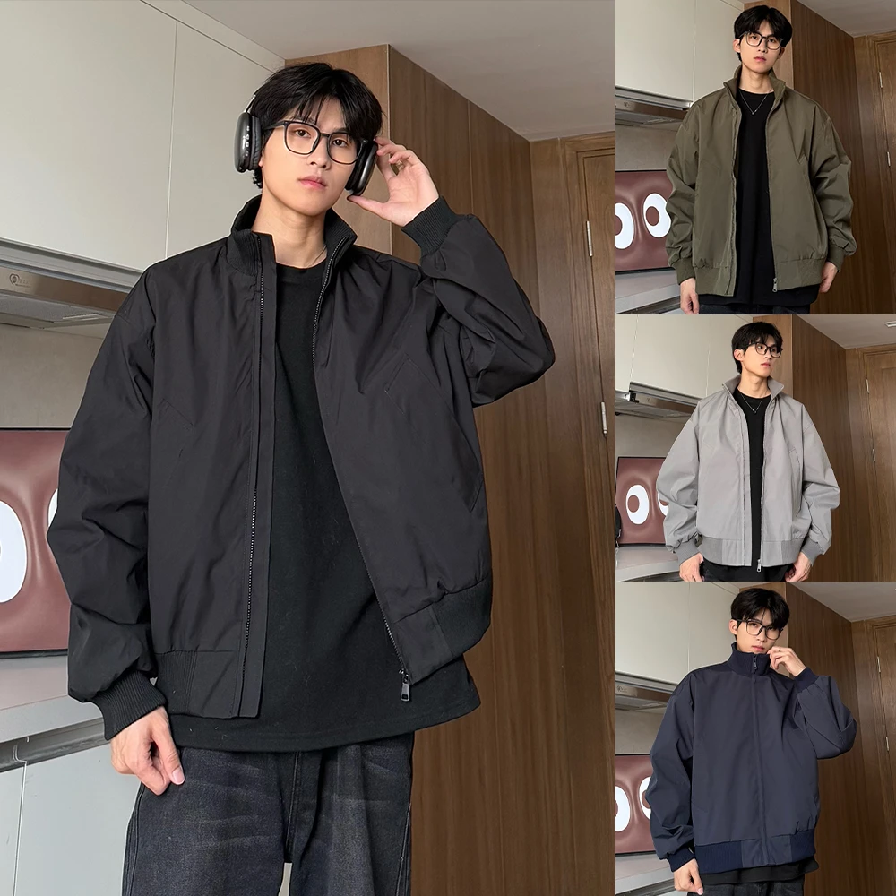 2025工装立领上衣复古美式夹棉夹克短款潮流男士飞行服休闲外套潮