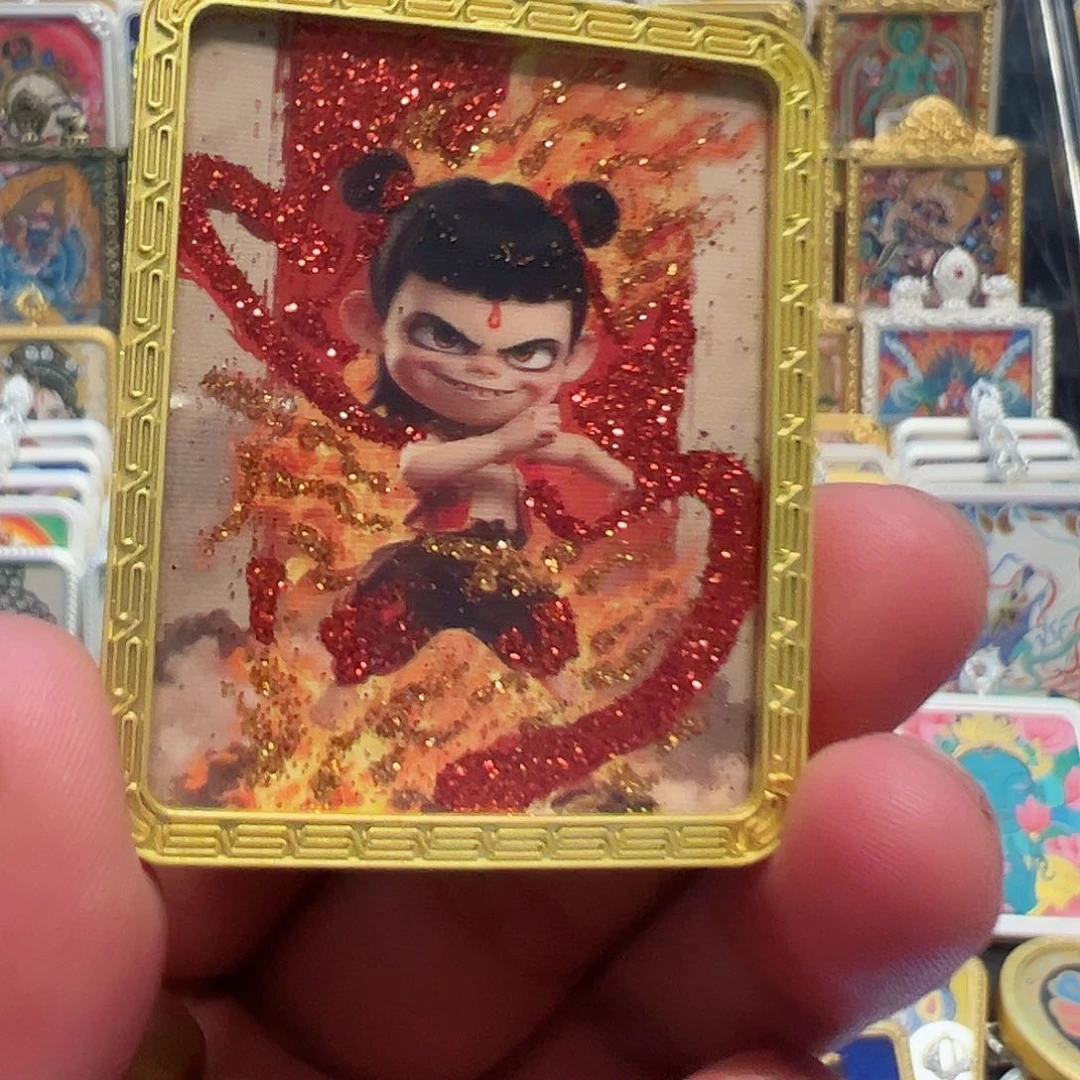 吊坠牛十三哪吒打印唐卡