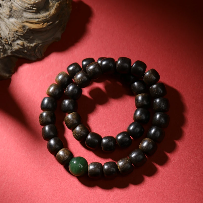 【山子木】越南顺化紫棋楠9*10MM玉化料双圈沉水级手串