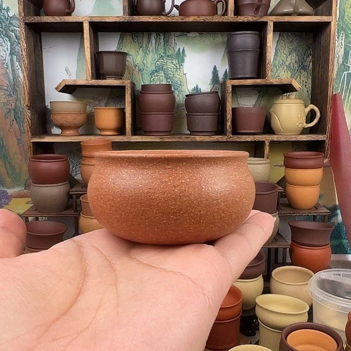 紫砂茶杯拙器甄选，纯原本矿。100毫升