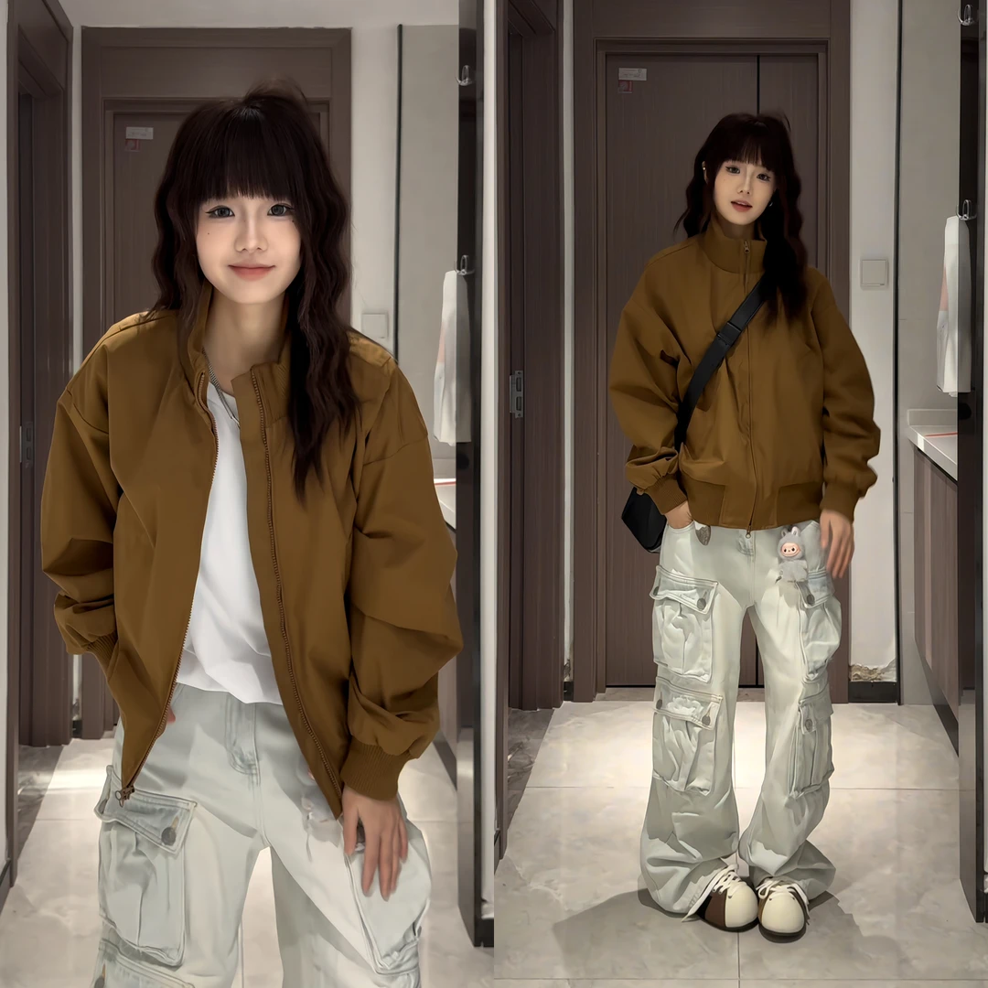 流光风廓形飞行夹克男秋季痞帅cleanfit美式复古立领外套休闲百搭