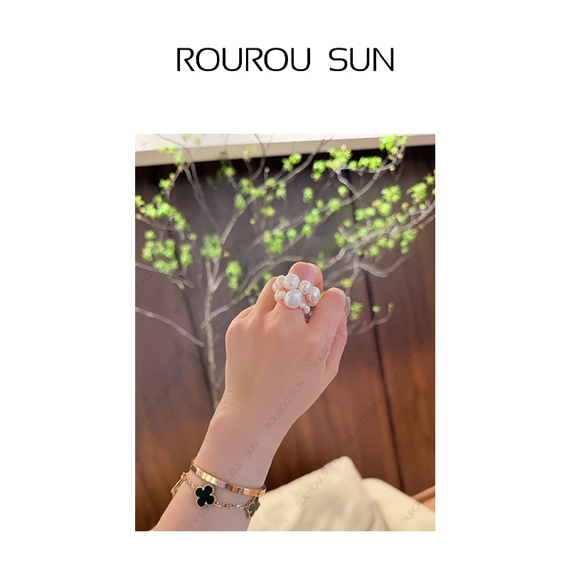 非金属仿珍珠戒指 26809珍珠戒指女小众设计轻奢高级感法式指环