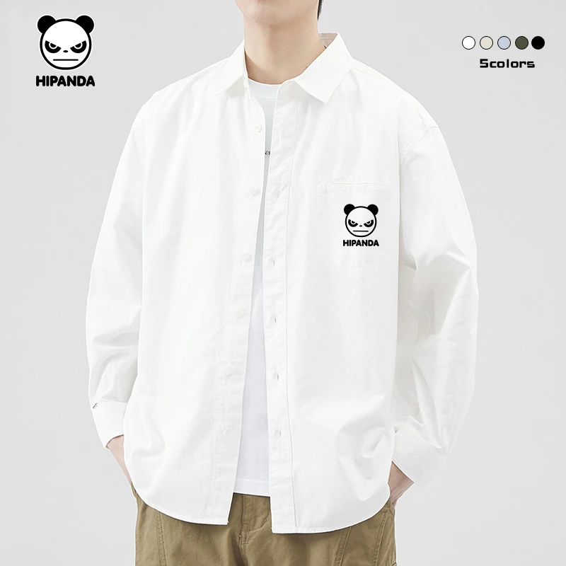 HiPanda日系长袖衬衫男女春秋潮牌极简风白色学院风外套男款衬衣