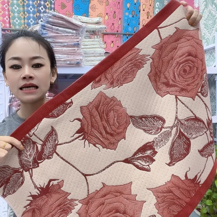 棉红色玫瑰花纯棉
