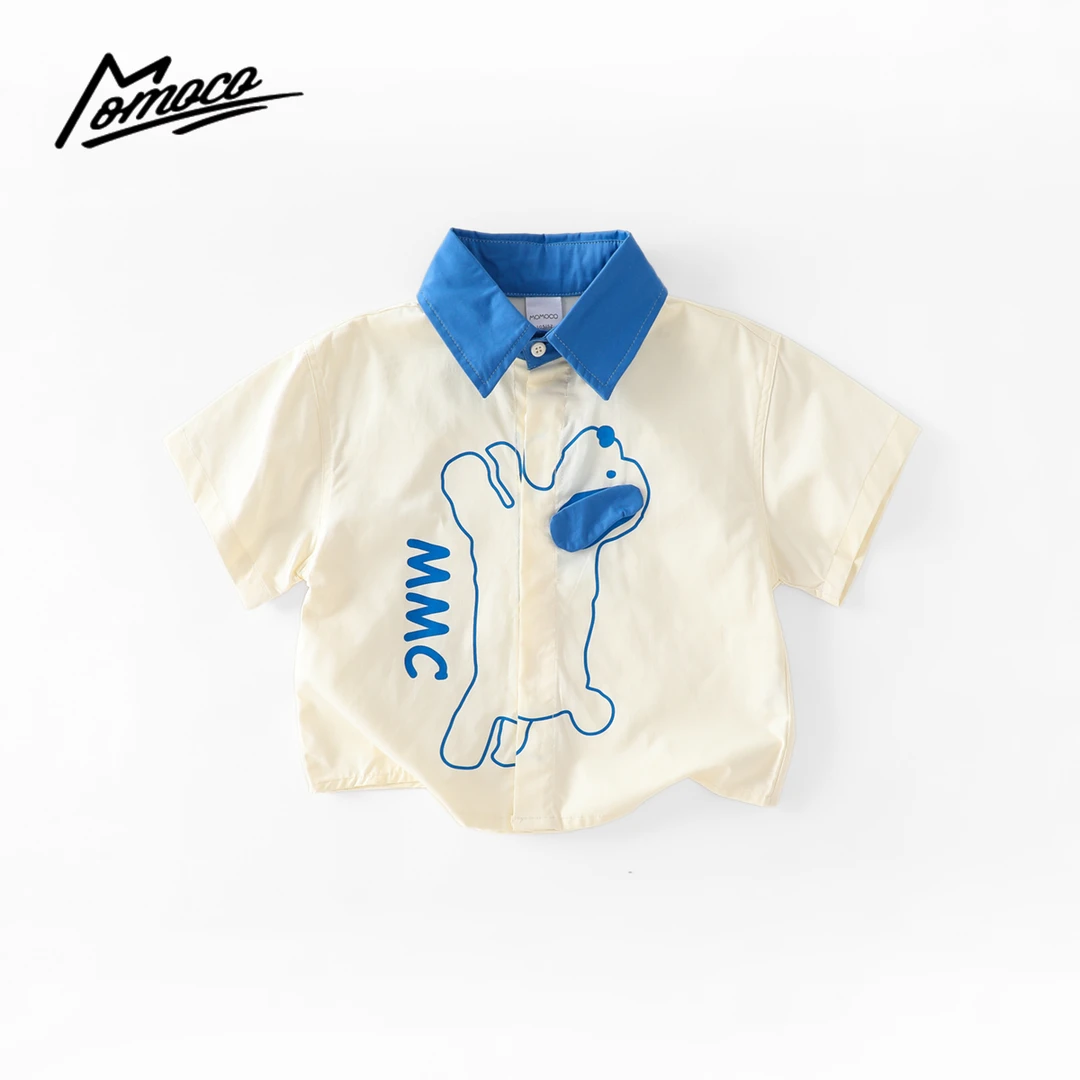 MOMOCO男童短袖衬衫2025夏季时尚小狗印花衬衫潮上衣77280234005